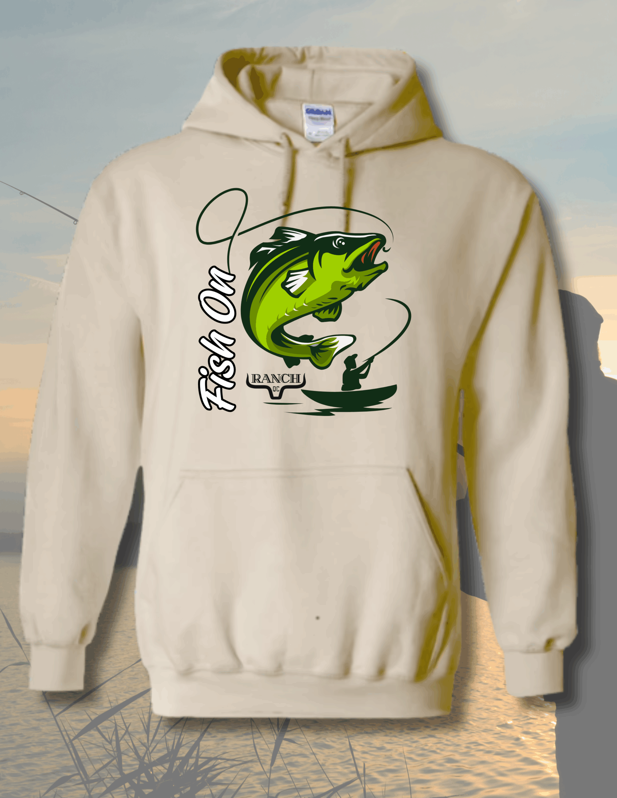 Hoodie RANCH Qc - Fish On vert