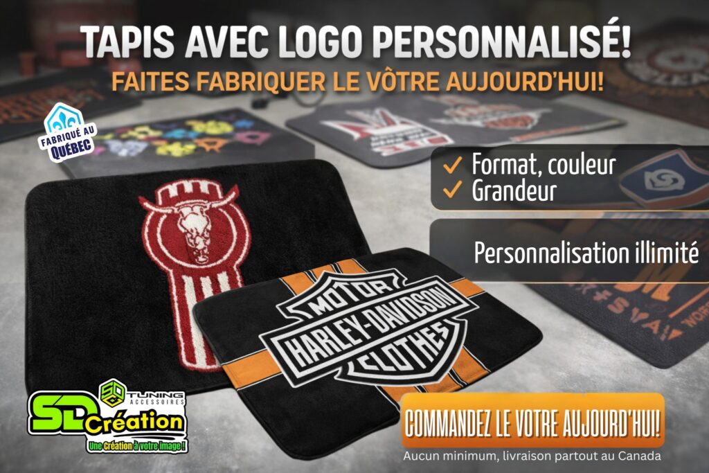 Tapis personnalisé sur mesure. Tapis commercial ou résidentiel. Impression en HD au Québec.
